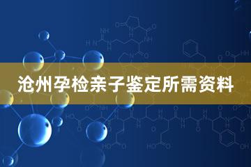 沧州孕检亲子鉴定所需资料